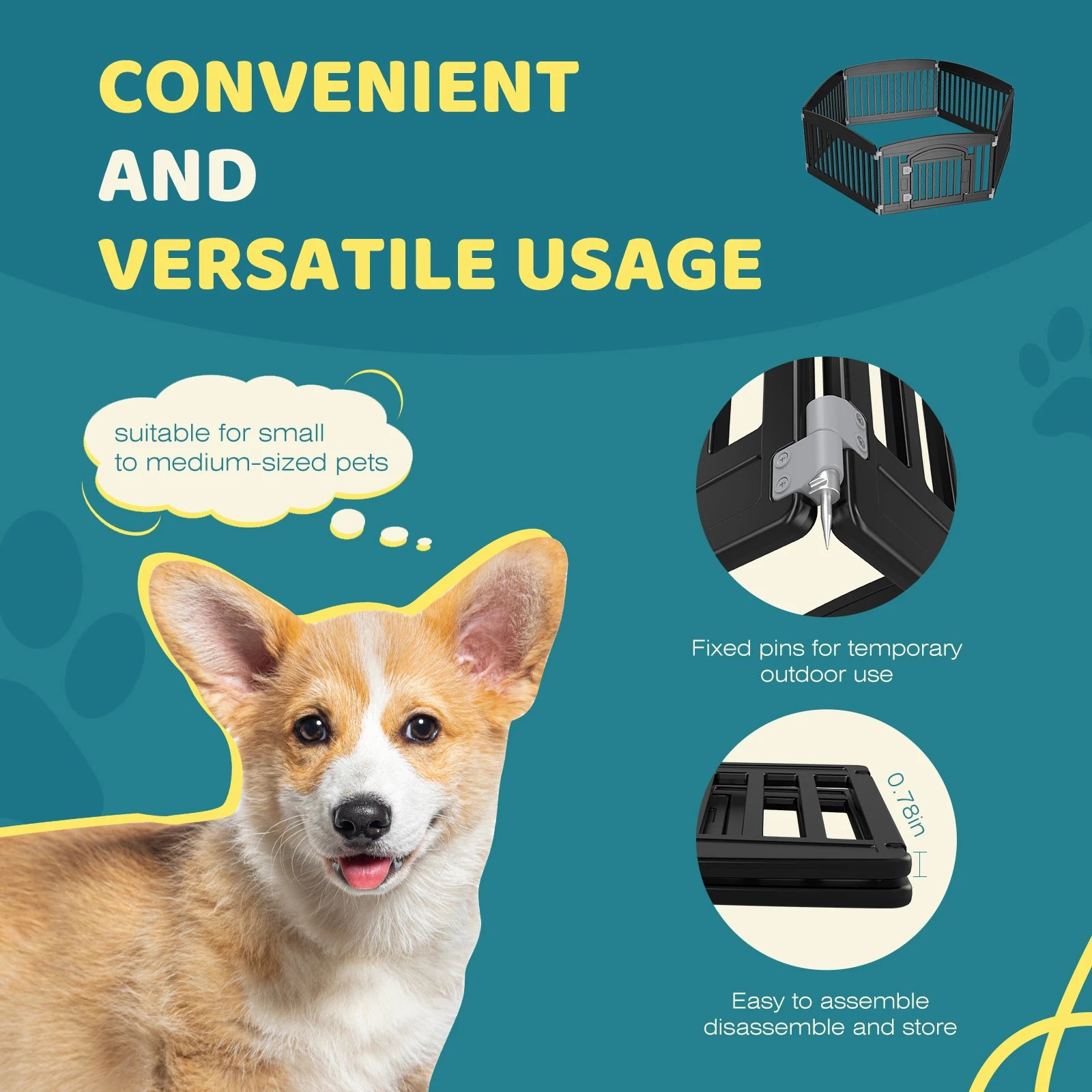 Plastic Dog Playpen 6 Panel 24IN Puppy Playpen