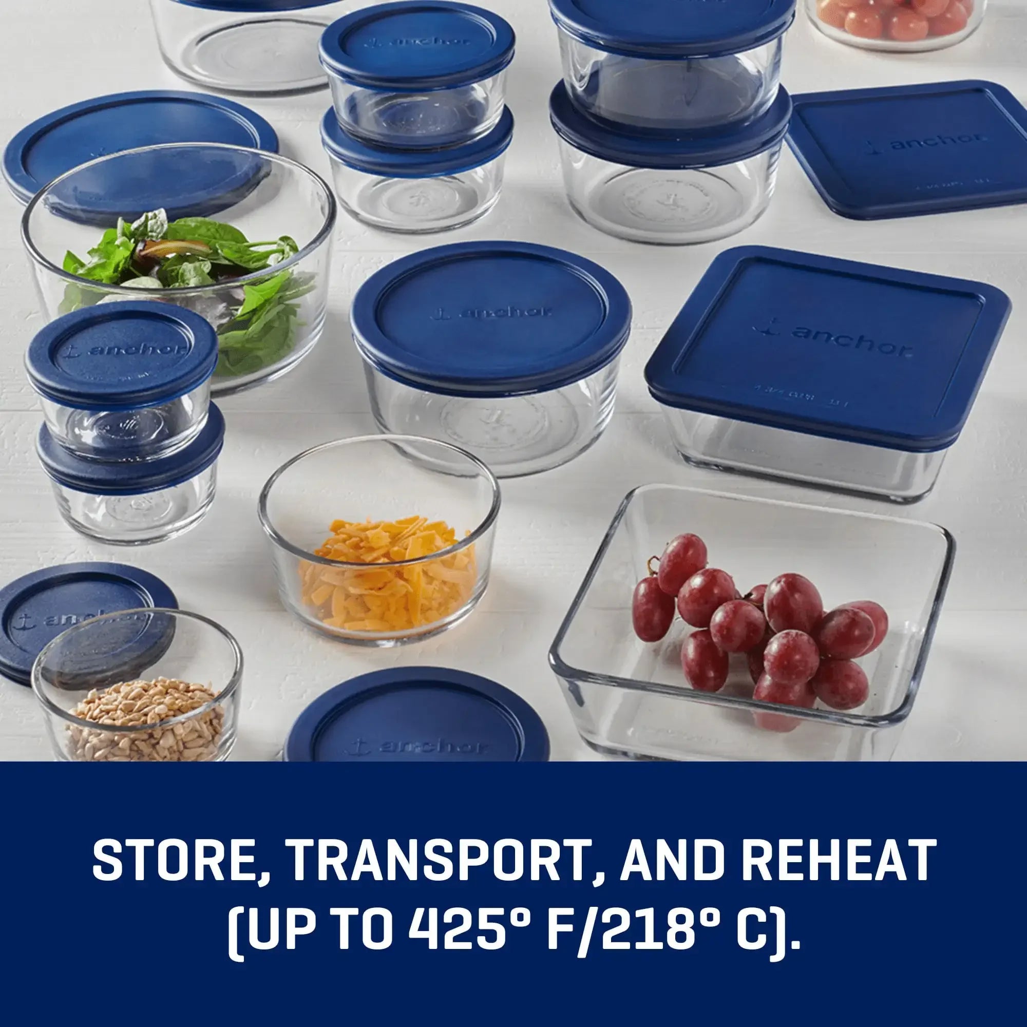 Glass food storage containers with lids, 30 pieces,