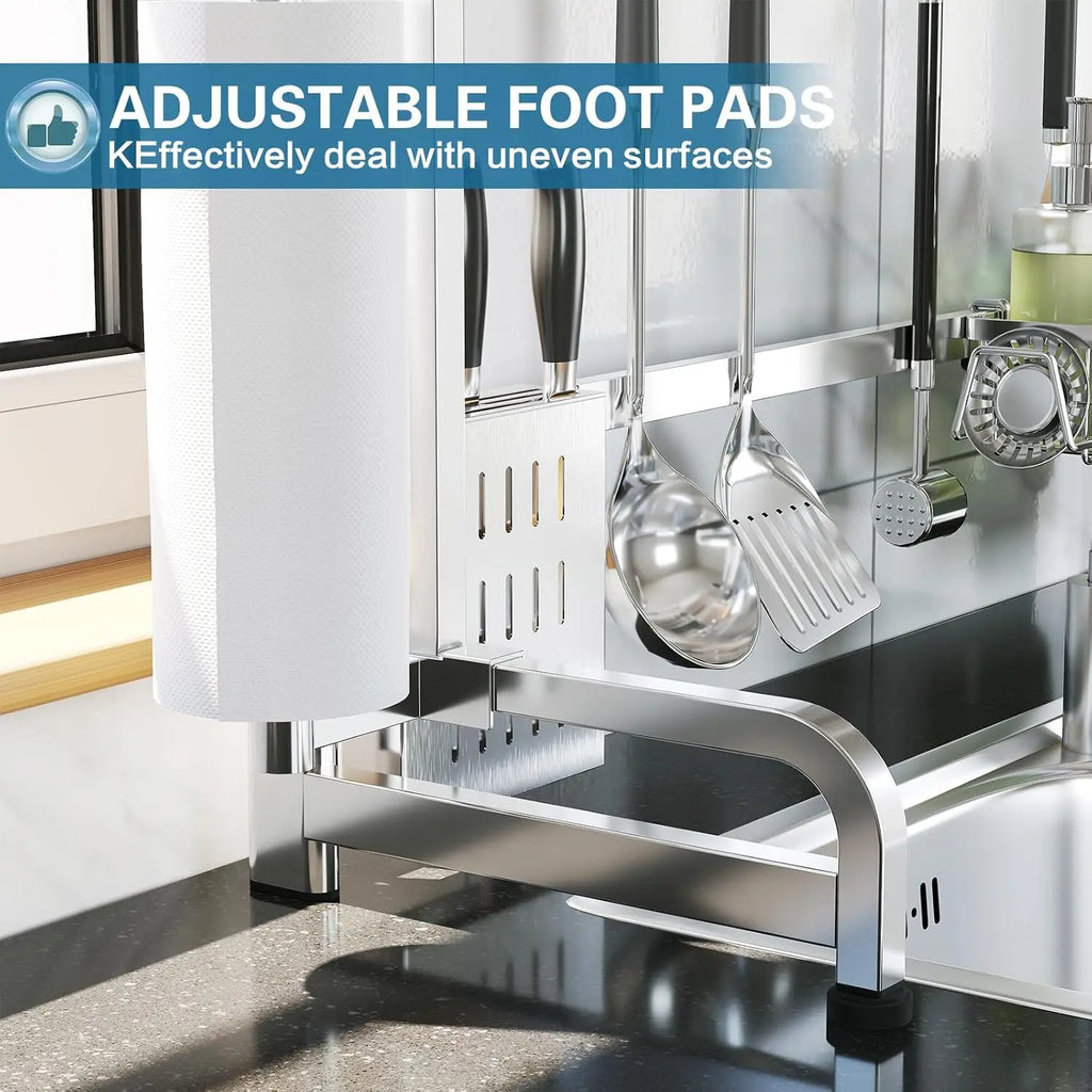 3-Tier Adjustable Stainless Steel Over-Sink Dish Drying Rack,