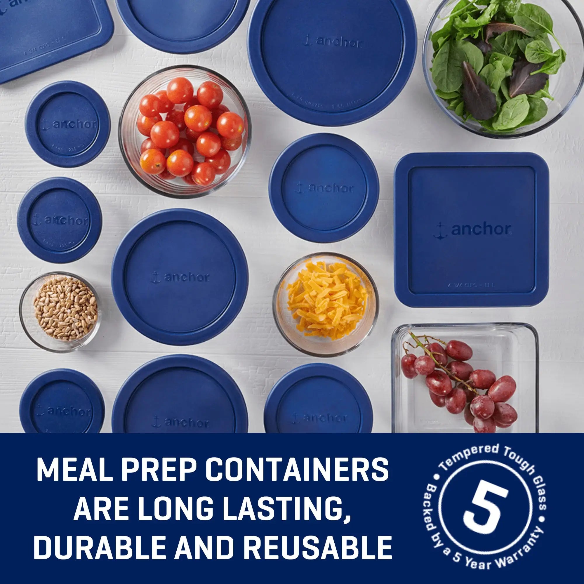 Glass food storage containers with lids, 30 pieces,