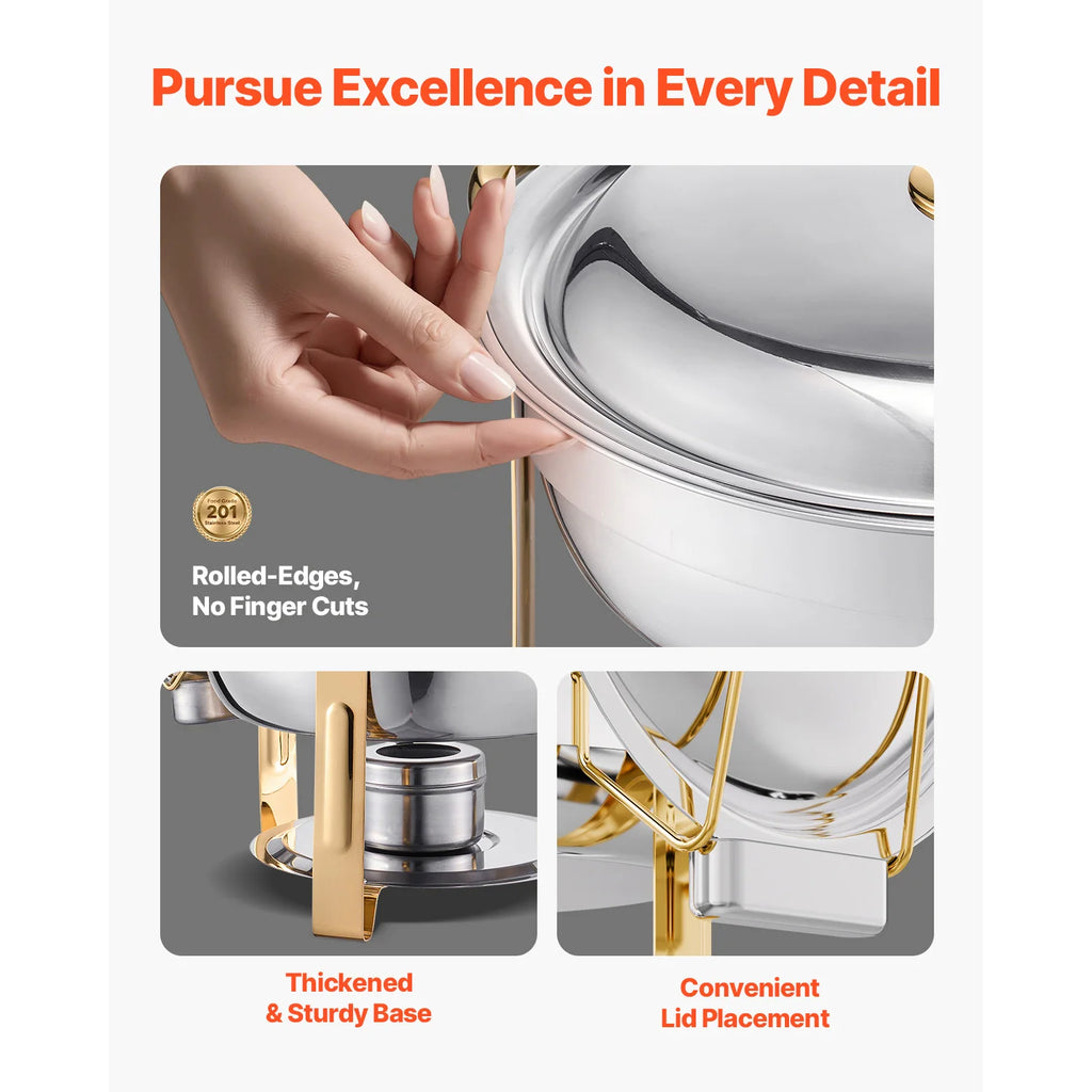 5 Qt 4 Pack Chafing Dish Buffet Set Stainless Steel