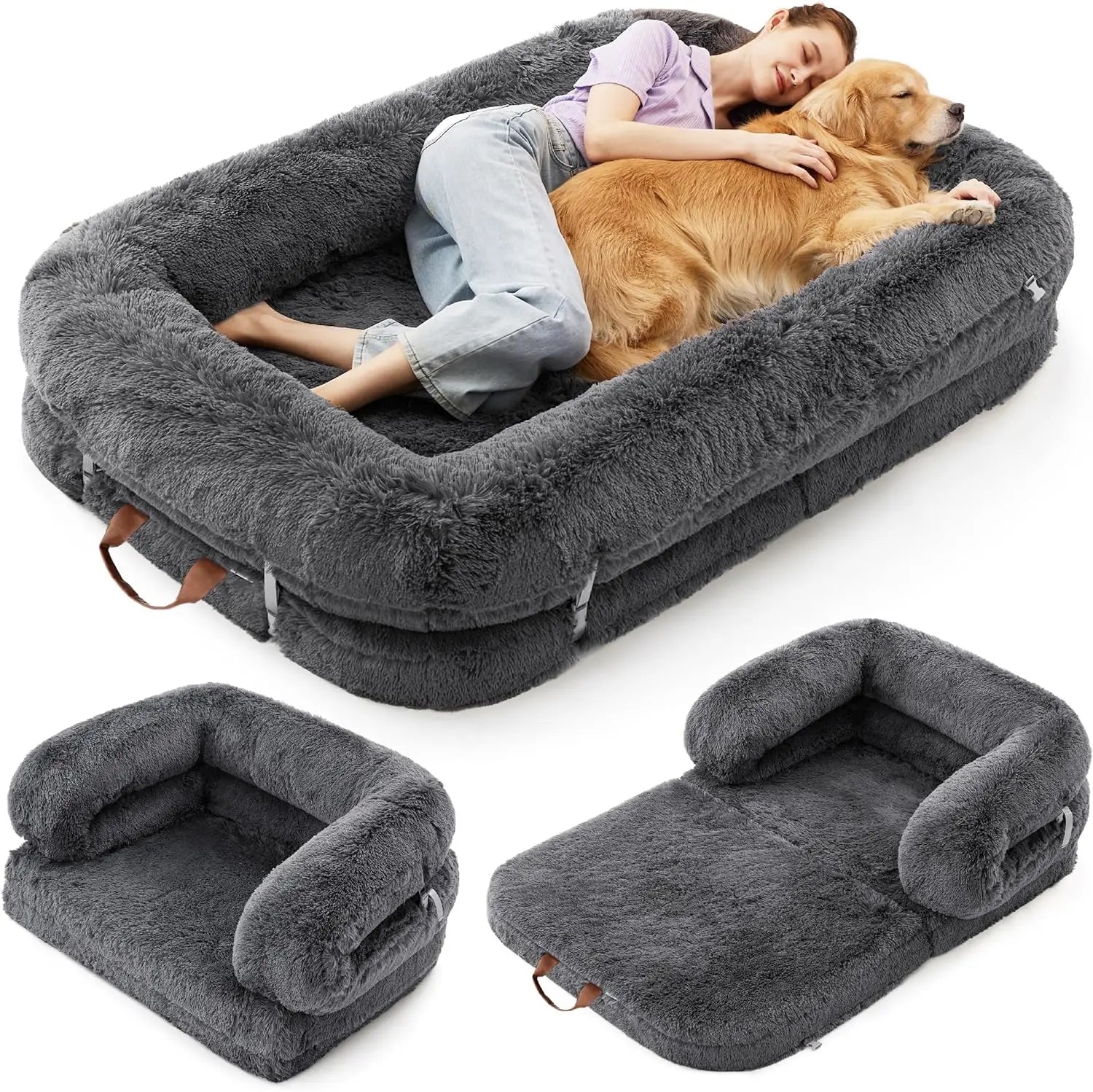 Foldable Human Dog Bed - 3-in-1 Orthopedic Giant Bean Bed