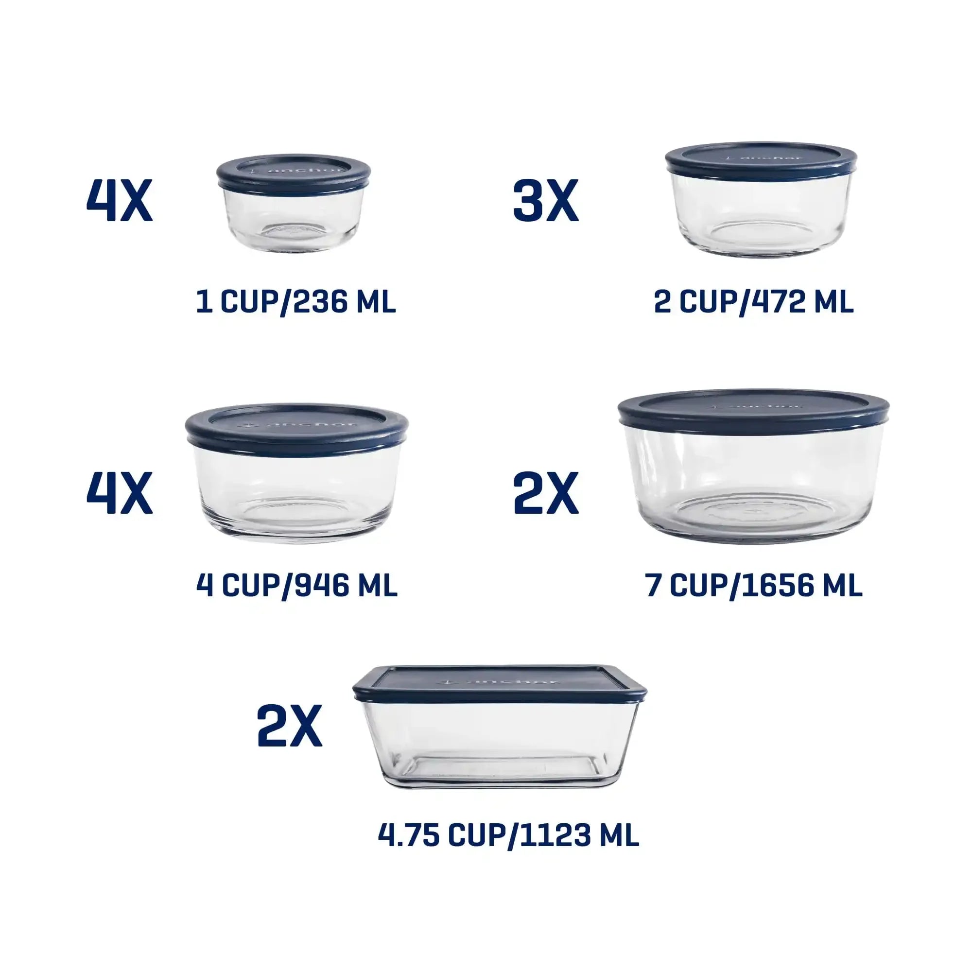 Glass food storage containers with lids, 30 pieces,