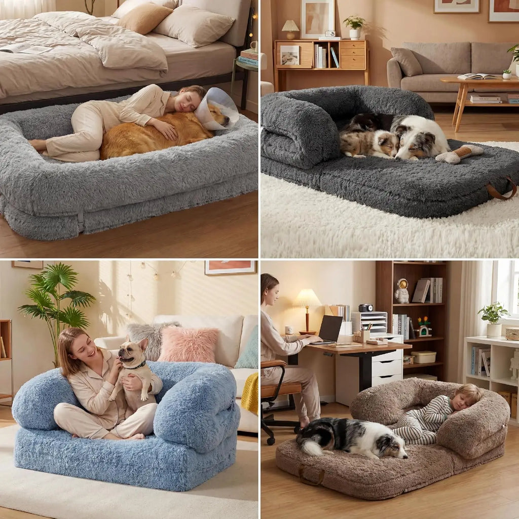Foldable Human Dog Bed - 3-in-1 Orthopedic Giant Bean Bed