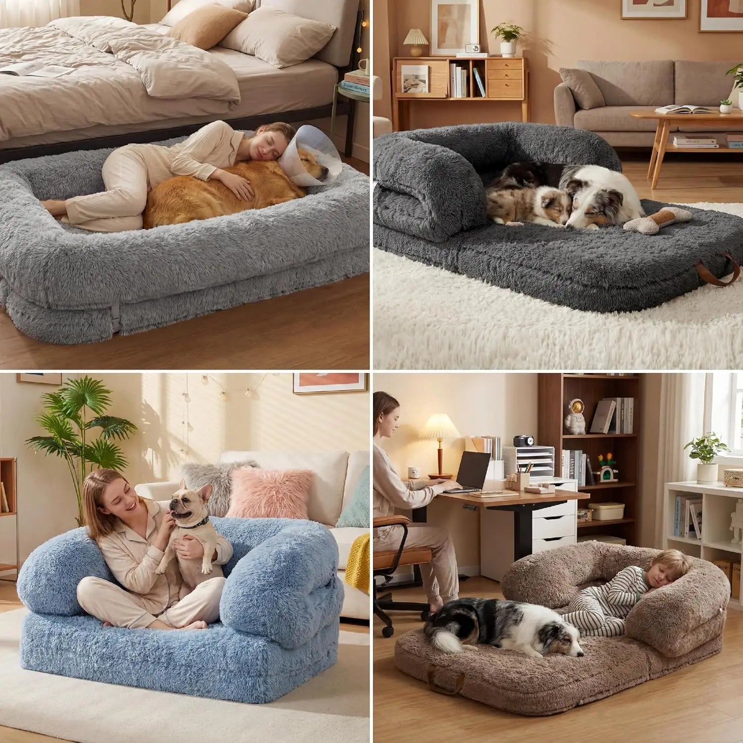Foldable Human Dog Bed - 3-in-1 Orthopedic Giant Bean Bed