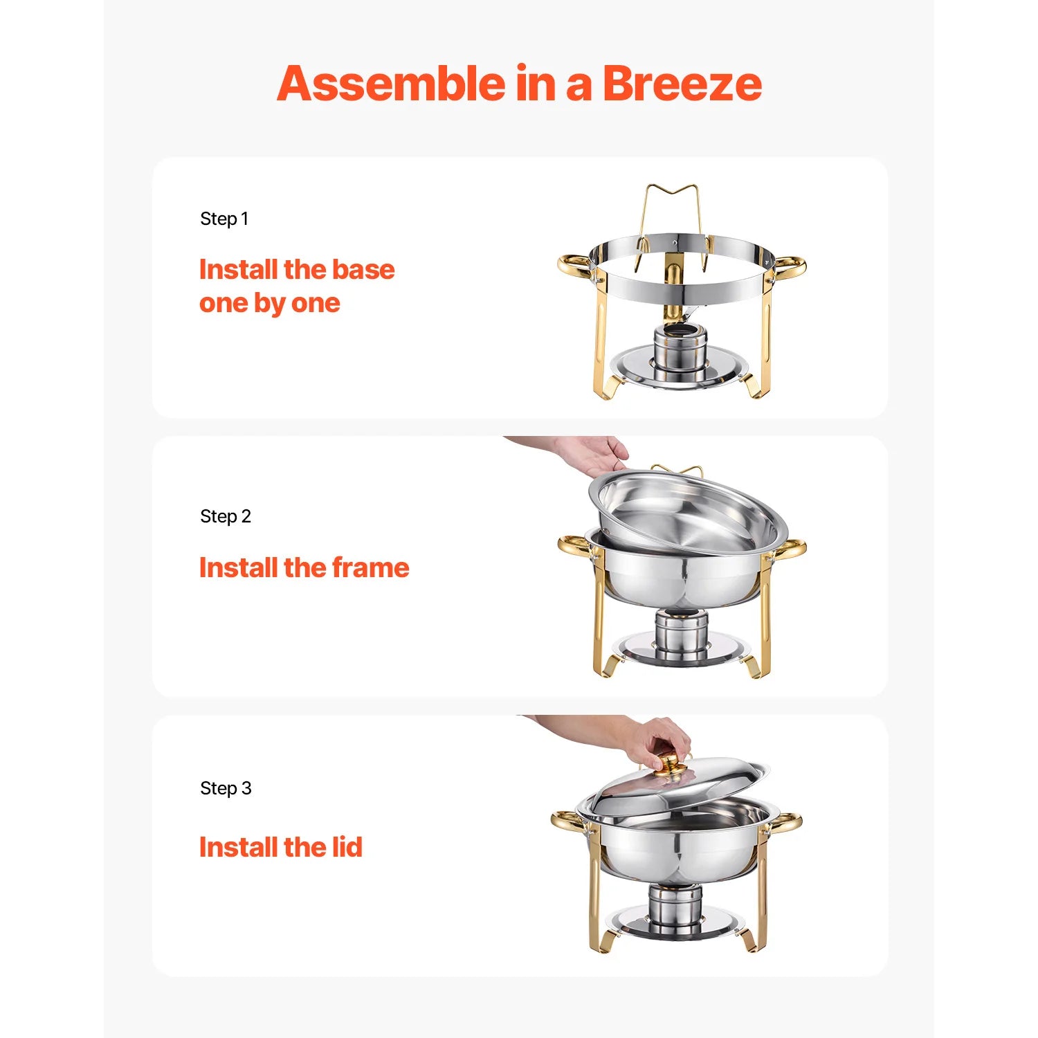 5 Qt 4 Pack Chafing Dish Buffet Set Stainless Steel