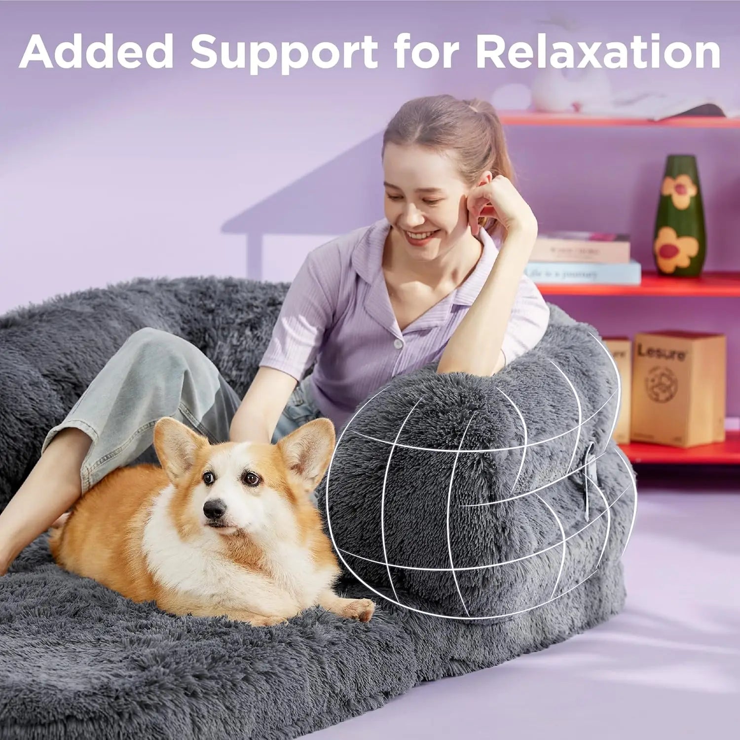 Foldable Human Dog Bed - 3-in-1 Orthopedic Giant Bean Bed